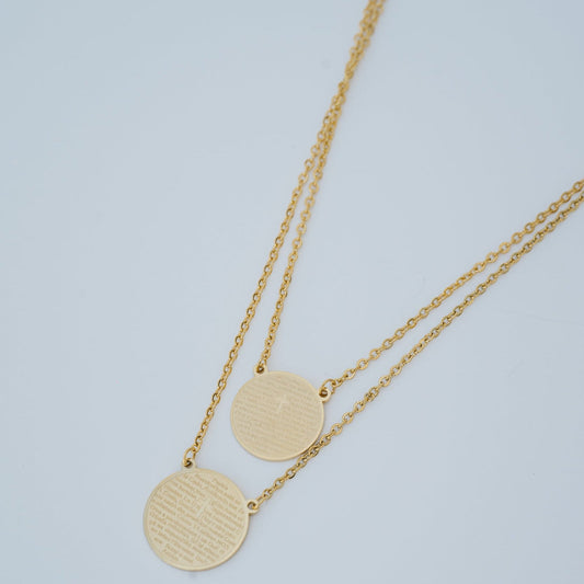 Escapulário Pai Nosso Aço Inoxidavel Dourado
